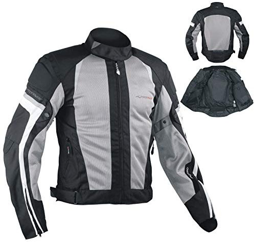 Chaqueta Moto del Verano de Tela de Malla Transpirable Protecciones Gris L