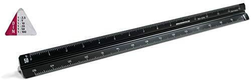 Rumold 242.301 Hochwertiger Dreikantmaßstab mit Reduktionsteilungen, Schwarz, DIN-Tlg., 30cm Länge