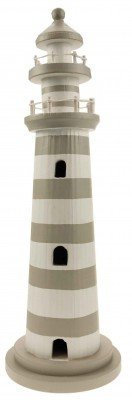 Gartendeko Leuchtturm, grau weiß&- 39 cm