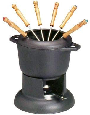 Invicta gusseisen fondue set 6 personen schwarz 100301
