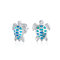 Nautische Tropischen Strand Urlaub Schillernde Blau Erstellt Opal Inlay Meer Schildkröte Ohrstecker Für Frauen Teenager .925 Sterling Silber 13Mm