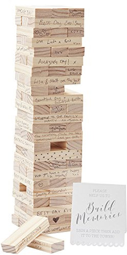 Unbekannt Gästebuch Holzturm - Stapelspiel aus Holz - das etwas andere Gästebuch zur Hochzeit, Taufe, Geburtstag, Kommunion oder Konfirmation