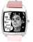 Taport Quarz-Armbanduhr  Michael Jackson, quadratisch, Echtleder, Zifferblatt E2, mit Ersatzbatterie und Geschenkbeutel, Pink