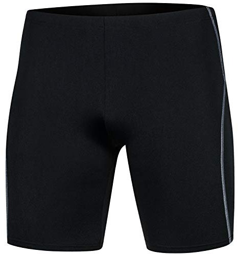 Aqua Speed Jammers eng für Herren + gratis eBook | UV Badehose Badepants Knielang Männer | Sport Schwimmhose Männer | Blake, Gr. XXL, Schwarz Grau