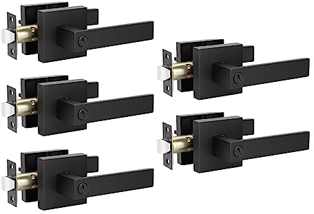 KNOBWELL Türknauf für den Innenbereich, 5 Stück, mattschwarz, robust, für Links- oder Rechtshänder, 0,9 kg, ein Hebel