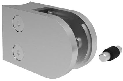 Sellon24® Edelstahl Glashalter Klemmhalter Glasklemme Geländer halbrund 63x45 Pfosten 42,4 Profil flach Halterung Halter V2A Glasgeländer Balkon Terrasse Treppen Gelaender Glashalterung Klemme MOD22