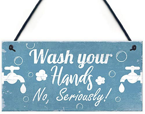 Red Ocean Nautical Bathroom Door Sign Wash Your Hands Funny Toilet Loo Wall Plaque Home Gift