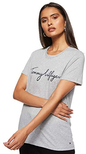 Tommy Hilfiger Women's Heritage Crew Neck Graphic Tee Ww0ww24967 T-Shirt, Grey (Light Grey Htr), XS