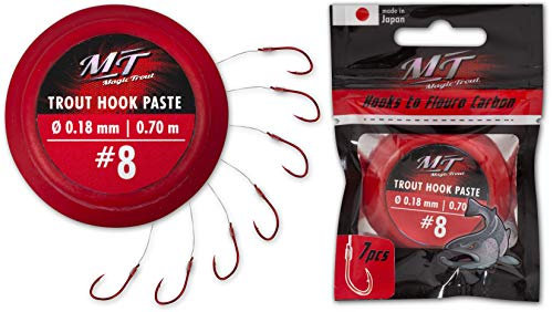 Quantum Magic Trout Teighaken 200cm rot - 7 gebundene Haken, Hakengröße/Schnurdurchmesser:Gr. 4 / 0.22mm