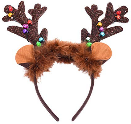 Amosfun Haarreif mit Rentiergeweih, leuchtende Geweih-Haarreif, blinkendes Geweih, Tier-Kopfschmuck, Halloween-Kostüme, Party-Haarband, Haar-Accessoires, Halloween, Weihnachten, Geburtstag Geschenk