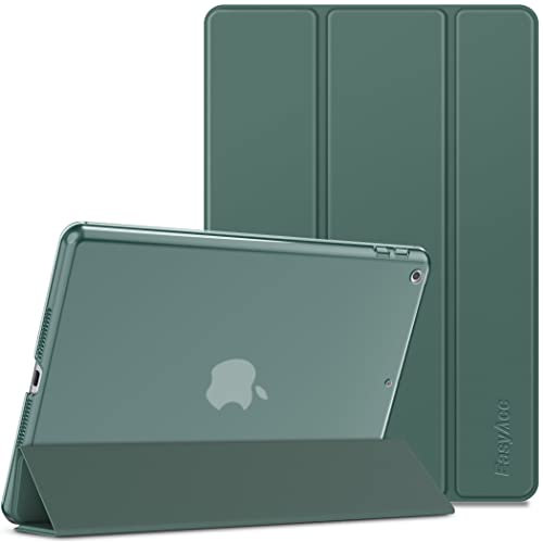 EasyAcc Case Compatible with iPad 9th/8th/7th Generation, 10.2 2021/2020/2019, Ultra Thin Lightweight Case, Translucent Frosted Back Cover, Auto Wake/Sleep, Night Green