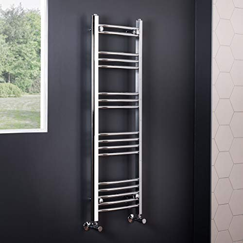 NRG Curved Bathroom Heated Towel Rail Radiator Rad Central Heating Ladder Warmer 1200 x 400mm Chrome