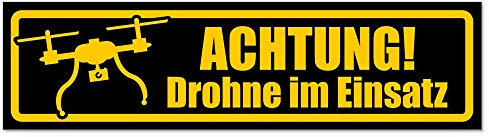 Kiwistar - Autoaufkleber - Achtung Drohne im Einsatz - Hinweis Aufkleber Sticker für Auto, Kfz, Fahrrad, PKW, LKW