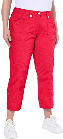 Ulla Popken Damen große Größen Übergrößen Plus Size 7/8-Cargohose, Krempelriegel, Komfortbund rot 58 720673535-58