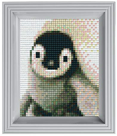 Pracht Creatives Hobby Pixel P31315 Mosaik Geschenkverpackung Pinguin, Pixelbild mit Rahmen, kinderleichtes Stecksystem, ohne Bügeln und Kleben, Steinchen aus Biokunststoff
