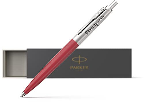 Parker Jotter Kugelschreiber mit Gravur hochwertig blauschreibend - Bachelor Geschenk - neuer Job Geschenke - Laser Gravur - Geschenkideen zu Weihnachten rot