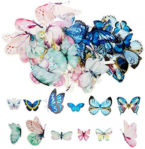 Schmetterling Probe Sticker Set,Aufkleber, Bunt Dekoration PVC Scrapbooking Aufkleber für DIY Fotoalben, Tagebuch, Notizbuch, Kalender, Briefumschläge oder Glückwunschkarten