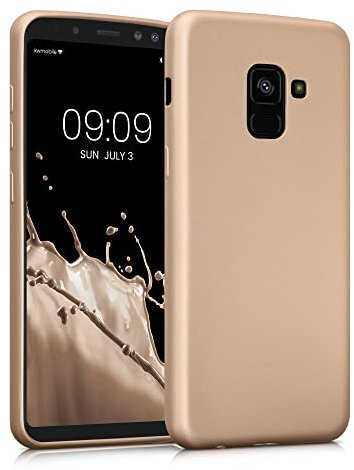 kwmobile Case kompatibel mit Samsung Galaxy A8 (2018) Hülle - Schutzhülle aus Silikon metallisch schimmernd - Handyhülle Metallic Gold