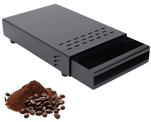 Jenngaoo Kaffeesatz Schublade 18x28x5 cm Edelstahl, Abklopfbehälter | Mit Klopfstange für Siebträger, Kompatibel mit Espressomaschinen, Rutschfest, Leise, für Café und Zuhause