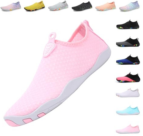 Chaussures Aquatiques Homme Femme Chaussures d'eau Léger Respirant Chaussures Minimalistes Antidérapant Séchage Rapide Chaussures de Plage Surf Mer Piscine Yoga Barefoot Shoes 668 Rose EU 40
