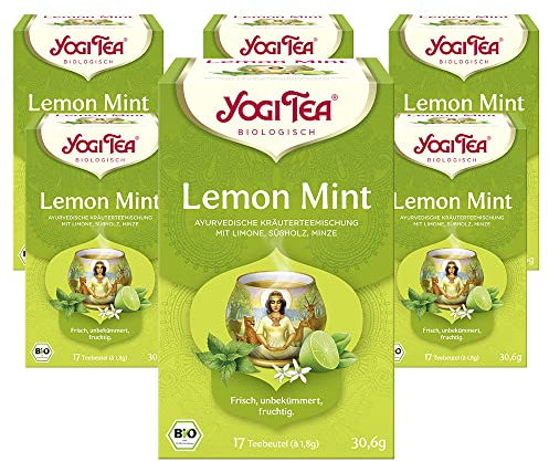 YOGI TEA, Menthe Citron Vert, Infusion Bio, Tisane Naturellement Sans Caféine, Mélange de Citron Vert, Réglisse et Menthe poivrée, 102 (6x17) Sachets de Thé