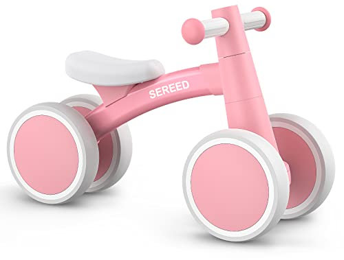 SEREED Kinder Laufrad ab 1 Jahr, Lauflernrad Spielzeug für 12-24 Monate Baby, Erstes Fahrrad ohne Pedal mit 4 Rädern für Jungen und Mädchen, Kleinkinder Erste Geburtstag Geschenk