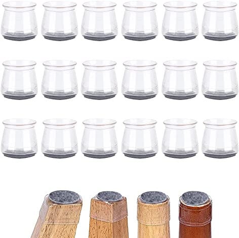 18 Pieces Silicone Chair Leg Protectors, Round and Square Furniture Cup Table Leg Covers with Felt, Chair Legs, Floor Protectors, Prevent Scratches and Noise, Furniture Leg Cover Cushion