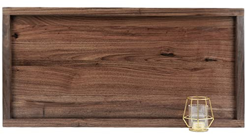 MAGIGO 30 x 15 Inches Large Rectangle Black Walnut Wood Ottoman Tray, Serve Tea, Coffee Classic Wooden Decorative Walnut Serving Tray