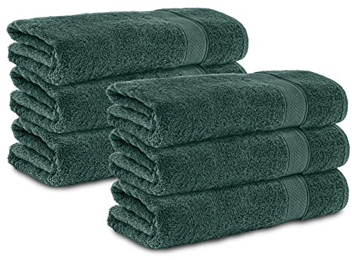 Komfortec 6er Handtücher 50x100 cm Set aus 100% Baumwolle, Frottee, Weich, Dunkelgrün