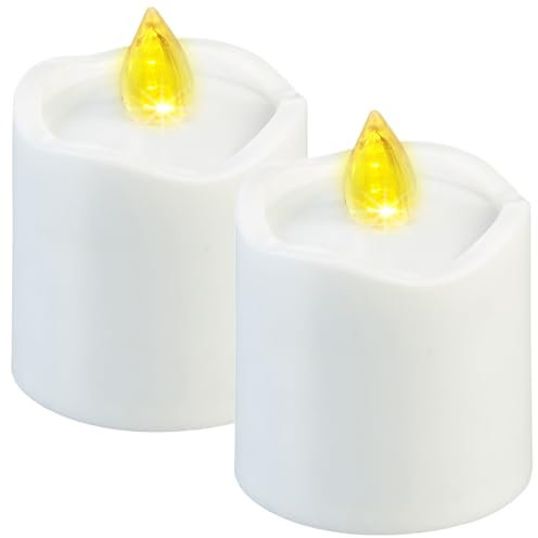PEARL Grabkerzen: 2er-Set flackernde Grablicht-LED-Kerzen mit Dämmerungssensor, weiß (Grabkerzen mit Batterie, LED Kerzen für Friedhof, Kerze Outdoor)