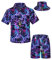 TUNEVUSE Kleine und große Jungen Hawaiian Button Down Hemds und Short Set Tropical Print Sommerkleid mit Matchstick Hut Kinder 2-teilige Kleidung Cabana Set Lila 13-14T