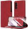 MOONESS Schutzhülle für Samsung Galaxy A14 4G / 5G Hülle Leder + Schutzfolie,Handyhülle für Samsung Galaxy A14 4G / 5G,Magnetisch PU Leder Tasche Case für Samsung Galaxy A14 4G / 5G - Rot