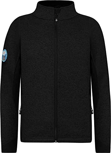 Kinder Strickjacke Fleecejacke Übergangsjacke Unisex Strick-Fleecejacke für Junge und Mädchen - warme Outdoorjacke Langarm Sweatshirt mit Stehkragen - Grammatur 310g/m² Farbe Schwarz Größe 146-152