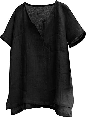 Mens 2022 Casual Sommer Plain Kurzarm Baumwolle Leinen T-Shirts Stehkragen Knopf V-Ausschnitt Strandhemden Steinhart Uhren