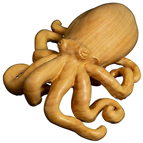 ROBAUN Pulpo Tallado en Madera de boj, pequeños Adornos, Piezas de Mango, Manualidades Creativas