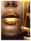 Poster Frau Lippen Sexy Gold Schwarz 50x70 cm Hochformat - OHNE RAHMEN XXL Wandposter Kunstdruck Fotoposter Wandbild Wandbilder Wand Bild auf Poster Wohnzimmer Schlafzimmer Küche