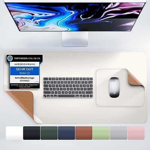 MYMIND® Schreibtischunterlage [2-er Set] 80x40cm - Premium Qualität mit extra Mauspad - Schreibunterlage für Homeoffice - Schreibtisch Unterlagenmatte rutschfest - Desk Mat - Schreibtisch Unterlage