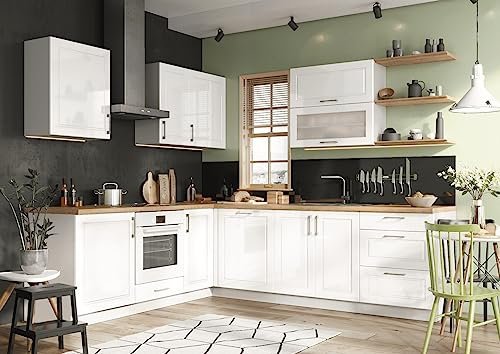 Genérico Muebles de Cocina en L Completa Color Blanco Brillo ref-52