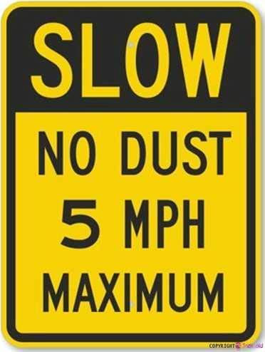 Plaque d'avertissement de rue en aluminium - Slow - No Dust - 5 km/h maximum - Panneau de bureau robuste - 20,3 x 30,5 cm - Pour intérieur et extérieur