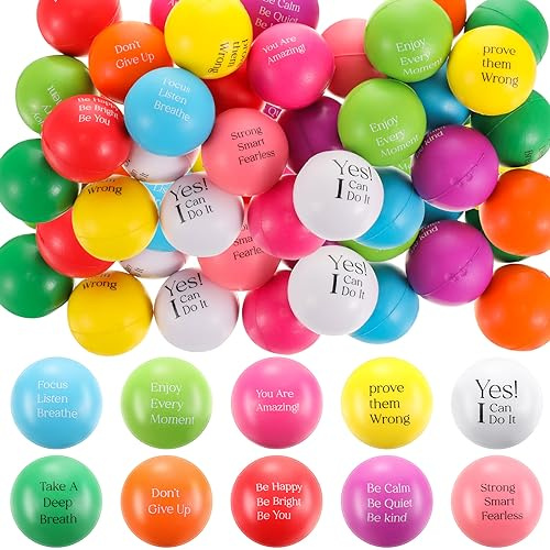 Harrycle 30 Pcs Mini Motivational Foam Balls Staff Appreciation Gifts Bulk | Small Positive Quotes Balls for Adults, Inspirational Hand Exercise, Funny Prizes