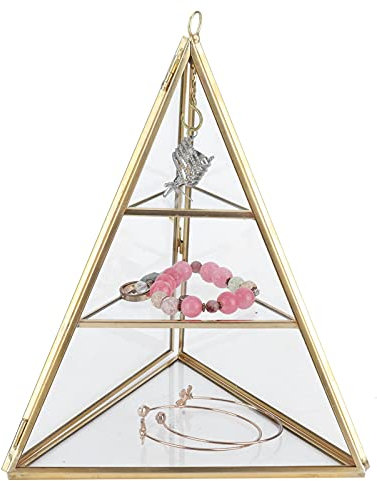 Hapivida Organizzatore di Gioielli, 3 Livelli Piramide di Vetro Organizzatore di Gioielli Espositore per Gioielli Vintage Espositore per Gioielli a Forma di Cono Triangolare per Collane, Orecchini
