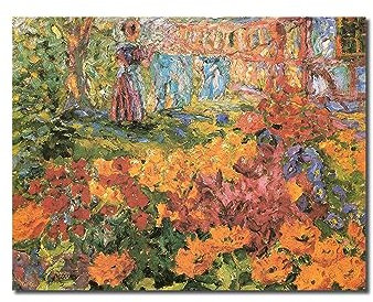 XGMDZRT Berühmte Wandkunst-Gemälde-Reproduktion: Blumengarten 2. Emil Nolde-Kunstwerk. Druck auf Leinwand. Deko-Bild für Wohnzimmer, 50x65cm nur Leinwand