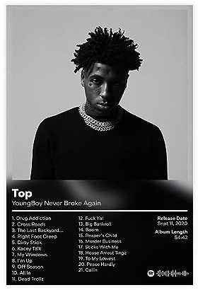 NBA YoungBoy – Top-Musikalbum, Poster, Leinwand, Poster, Schlafzimmer, Dekoration, Sport, Landschaft, Büro, Raumdekoration, Geschenk, ungerahmt, 30 x 45 cm