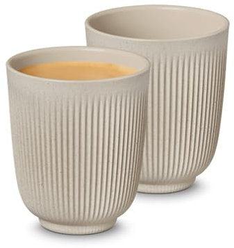 Nespresso LOOP Gran Lungo Tassen Set (2 x 270ml), moderne Coffee Cups aus 30% Kaffeeschalenresten, spülmaschinenfest, bruchsicher, elegant in beige