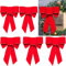 Yanmucy Große Weihnachtsschleifen, rote Samtschleife mit Glitzer-Goldrand, Outdoor-Weihnachtsschleifen, Weihnachtsdekoration für Weihnachtsbaum, Tür, Kränze, 24,1 x 17,8 cm, 6 Stück