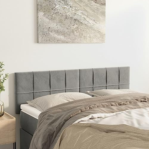 vidaXL Kopfteile 2 STK. Hellgrau 72x5x78/88 cm Samt