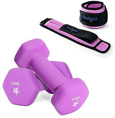 Yes4All 1.5 kg Dumbbell Neoprene and 0.7 kg Wrist Weight Neoprene