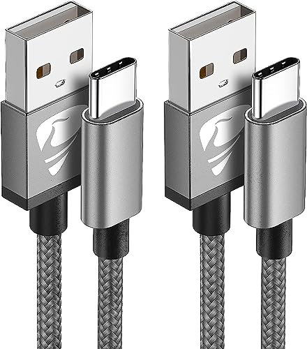 Aioneus Cable USB C 2M 2Pack, Cable USB Tipo C 3A Cable Carga Rapida Tipo C Nylon Duradero Compatible con Samsung Galaxy S23 S22 S21 S20 A72 A53 Note 20 10, Huawei P40 P30, Mi 12 11, Xiaomi