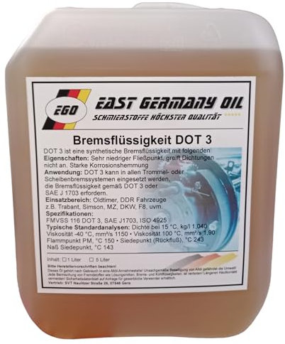 East Germany OIL Bremsflüssigkeit DOT 3 (Kanister 5 Liter)