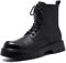 MANLADUO Scarponi Stivali alti da uomo, in pelle, stile britannico, con cerniera, stile vintage americano, nero, 39.5 EU